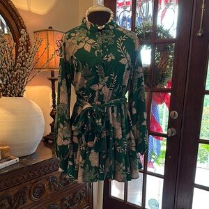 Alaia Green and Cream Floral Jumpsuit